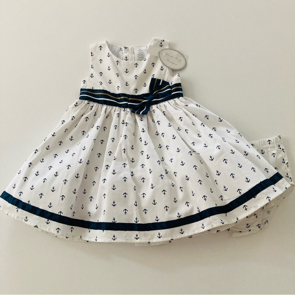 Koala Baby Boutique Girl 24 Month Anchor Print Bow Party Dress NWT Spring Summer